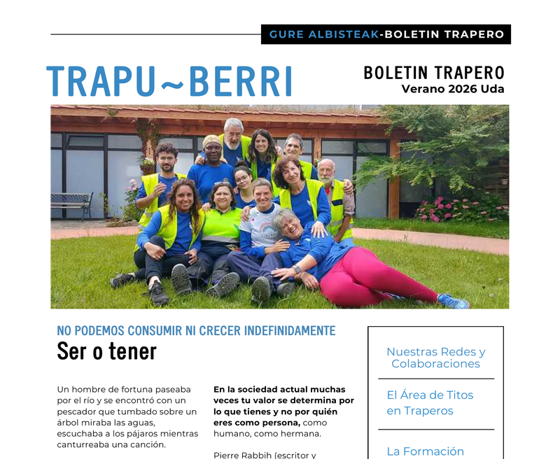 Portada del boletín Trapu~Berri, Verano 2026
